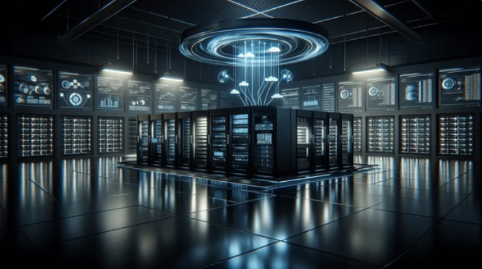 A technician using a fingerprint scanner on a high-tech server rack handle for secure access.